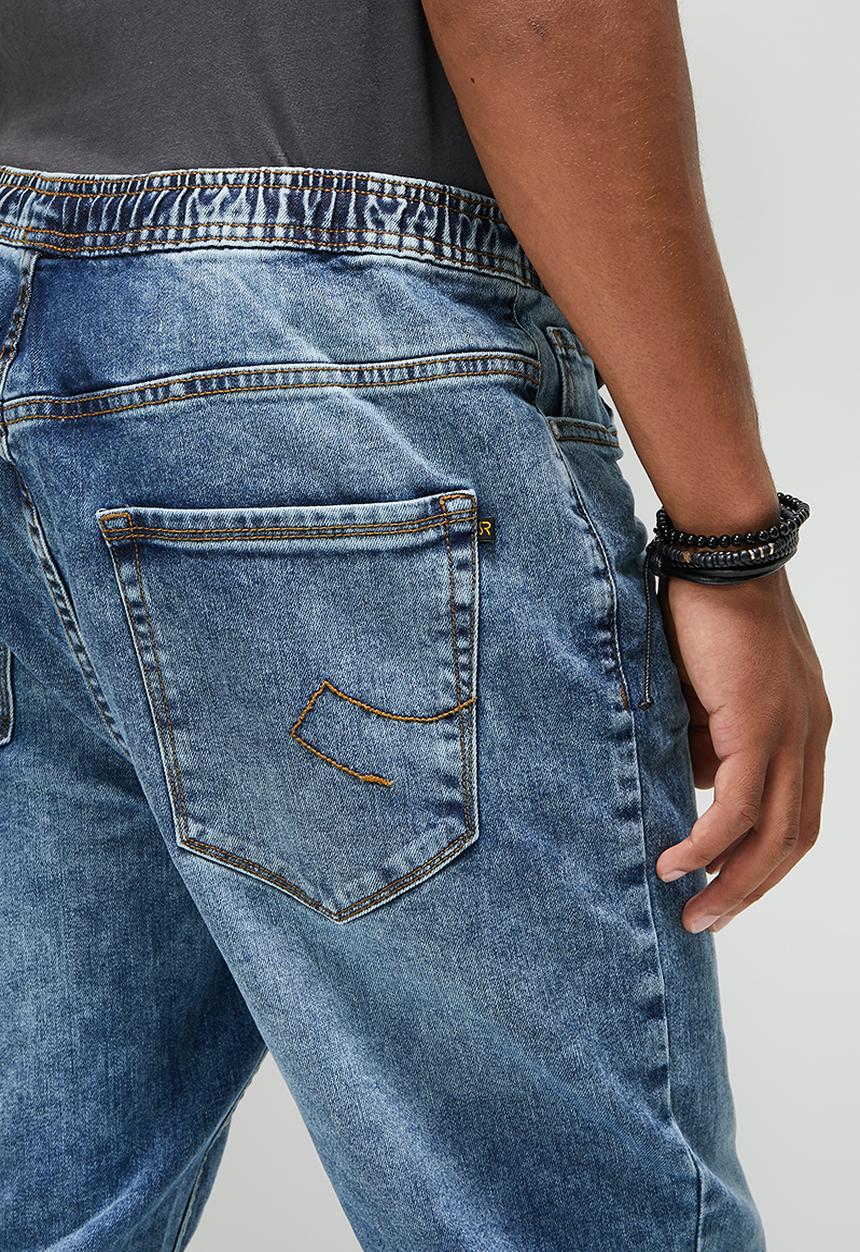 STYLE REPUBLIC - Gabe tapered fit cuff jeans - washed mid blue