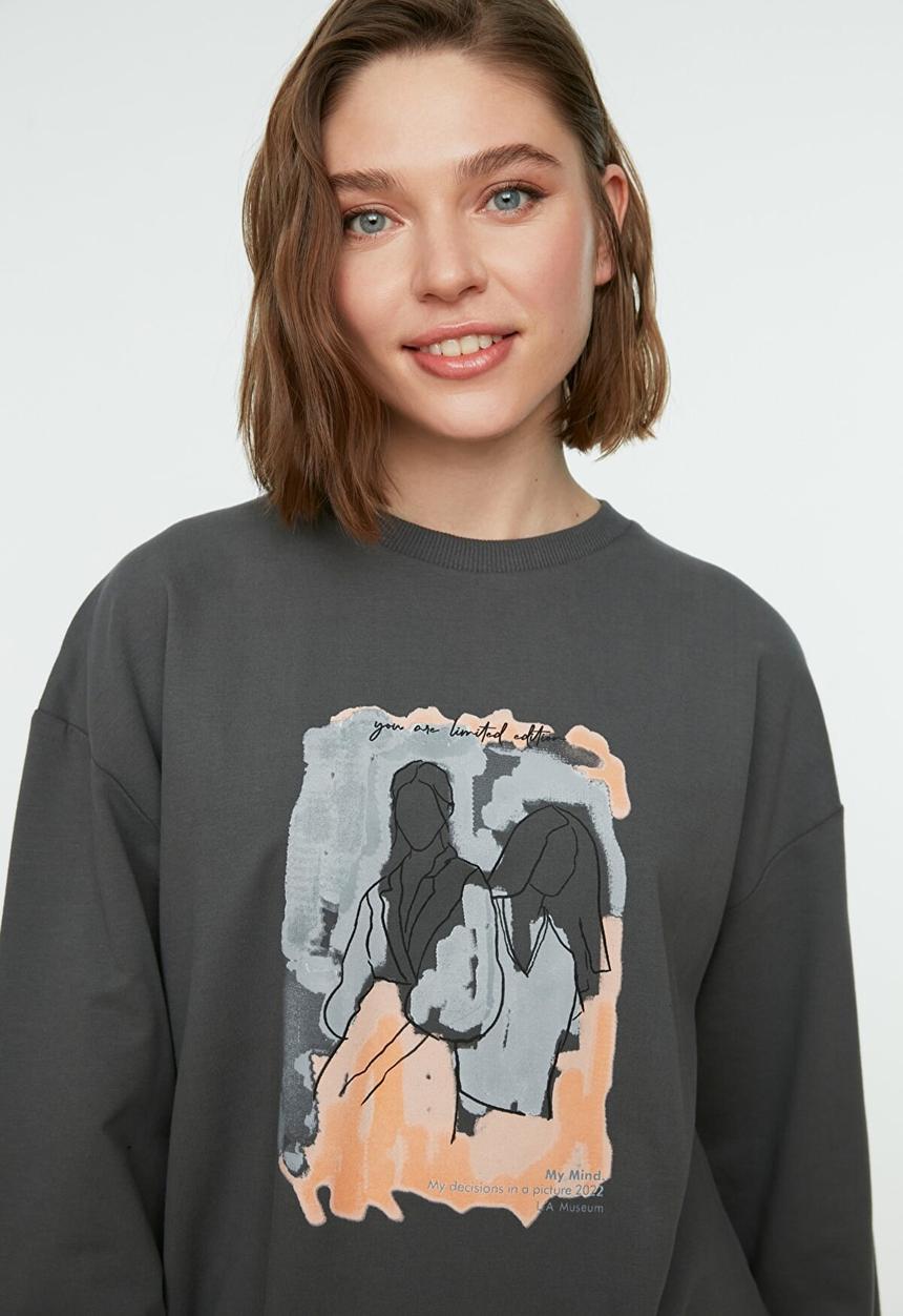 Trendyol - Printed sweatshirt - grey
