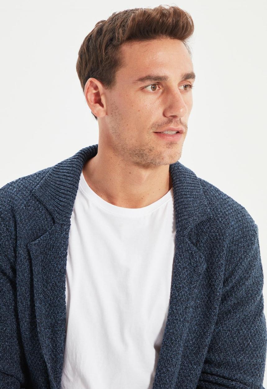 Trendyol - Textured slim fit knit cardigan - navy