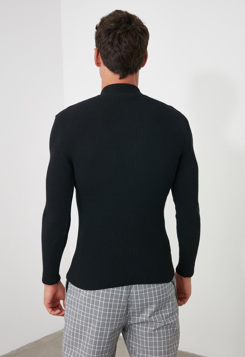 Trendyol - Jarred slim fit quarter zip knit - black