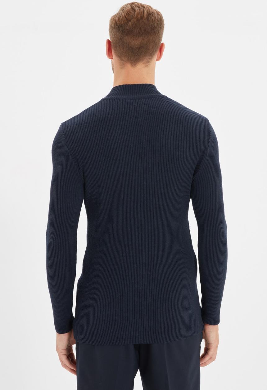 Trendyol - Jarred slim fit quarter zip knit - navy