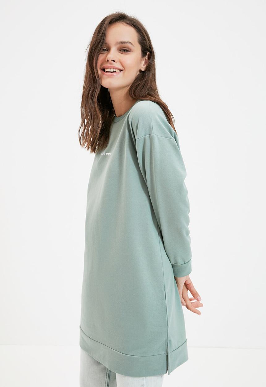 Trendyol - Crew neck printed sweatshirt - mint