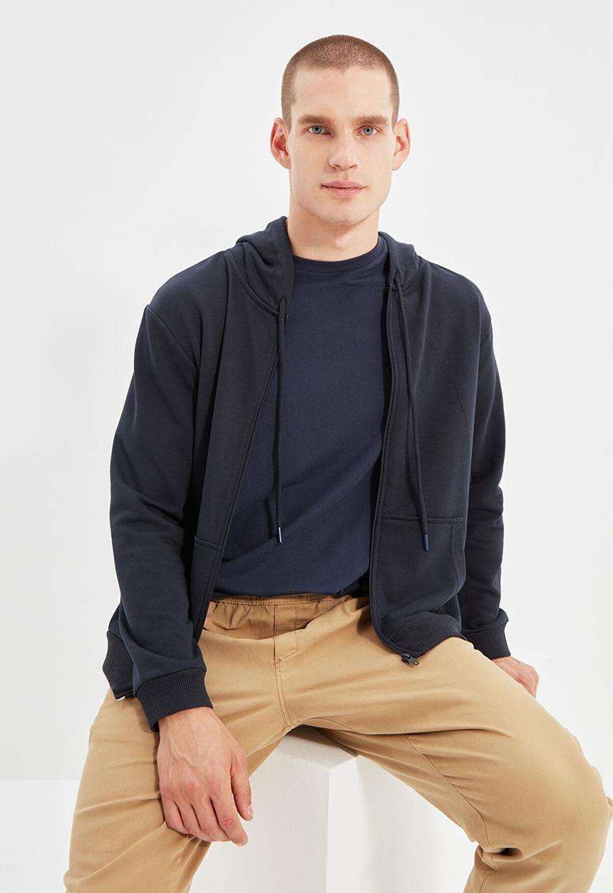 Trendyol - Ron regular fit zip thru hoodie - navy