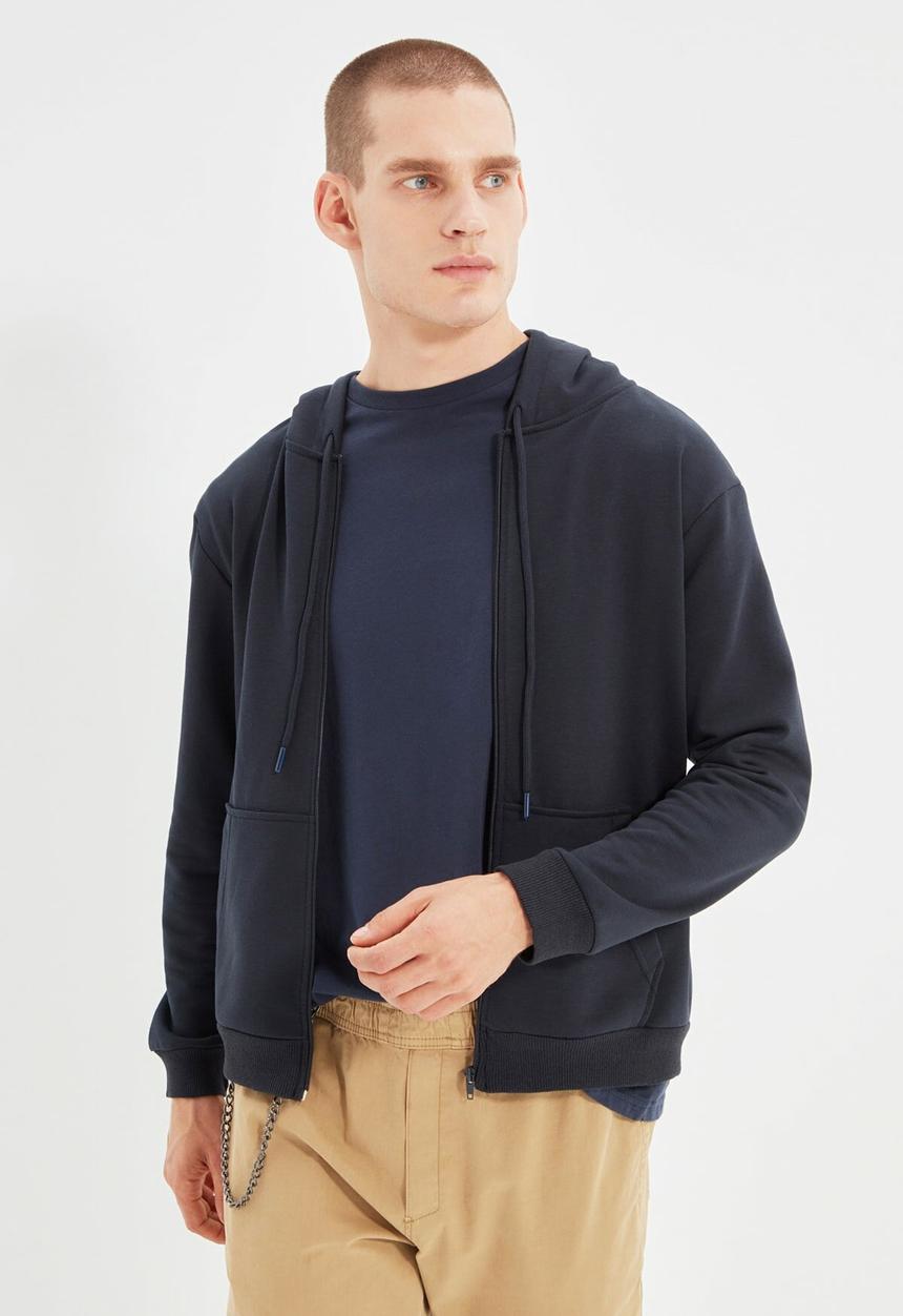 Trendyol - Ron regular fit zip thru hoodie - navy