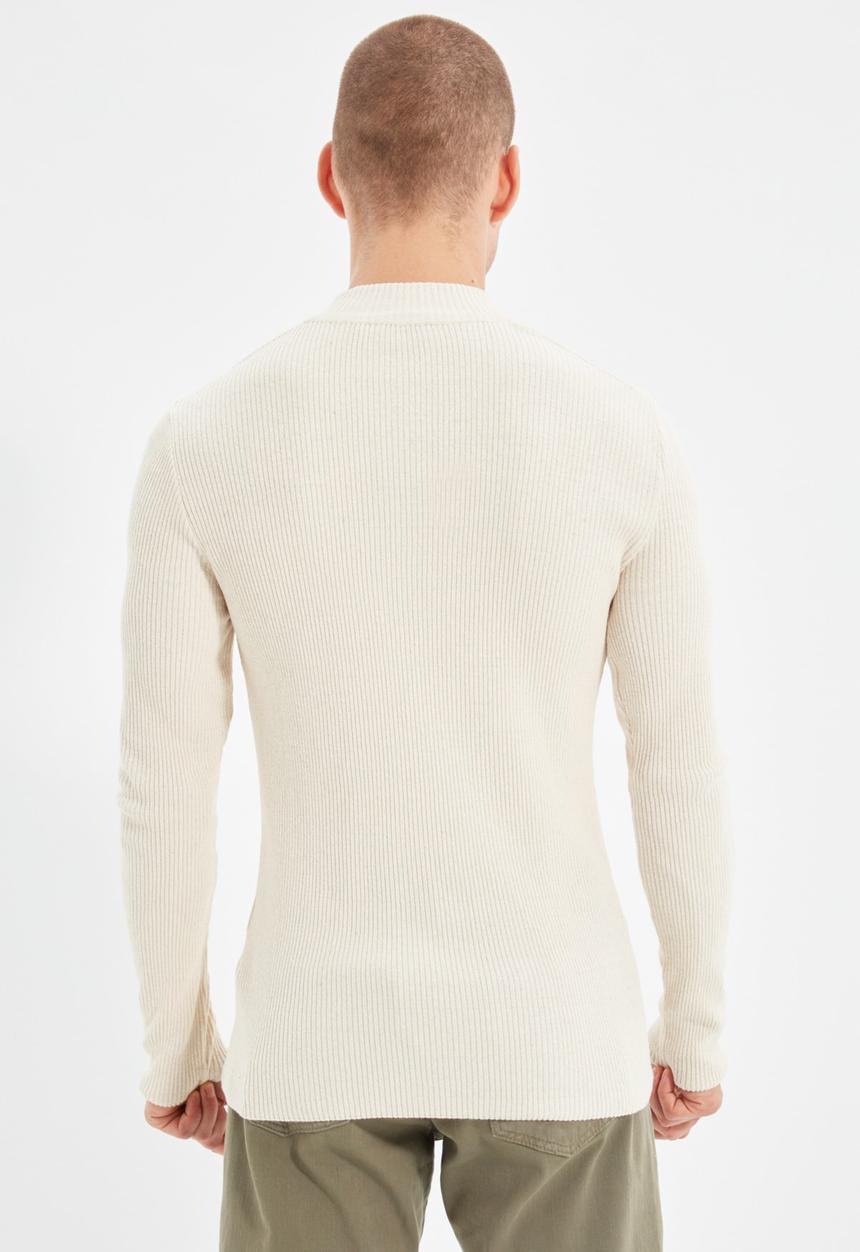 Trendyol - Jarred slim fit quarter zip knit - ecru