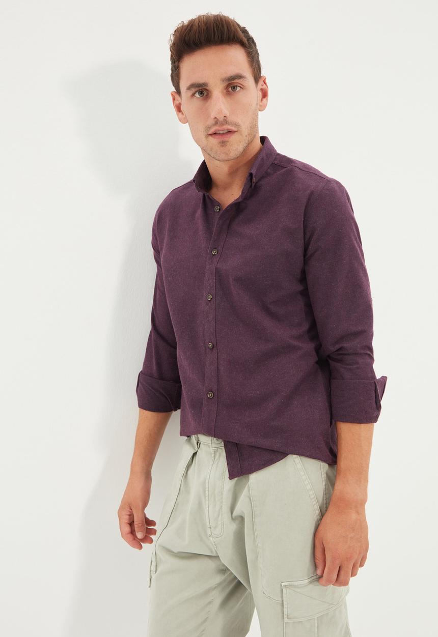Trendyol - Ricco slim fit long sleeve shirt - plum
