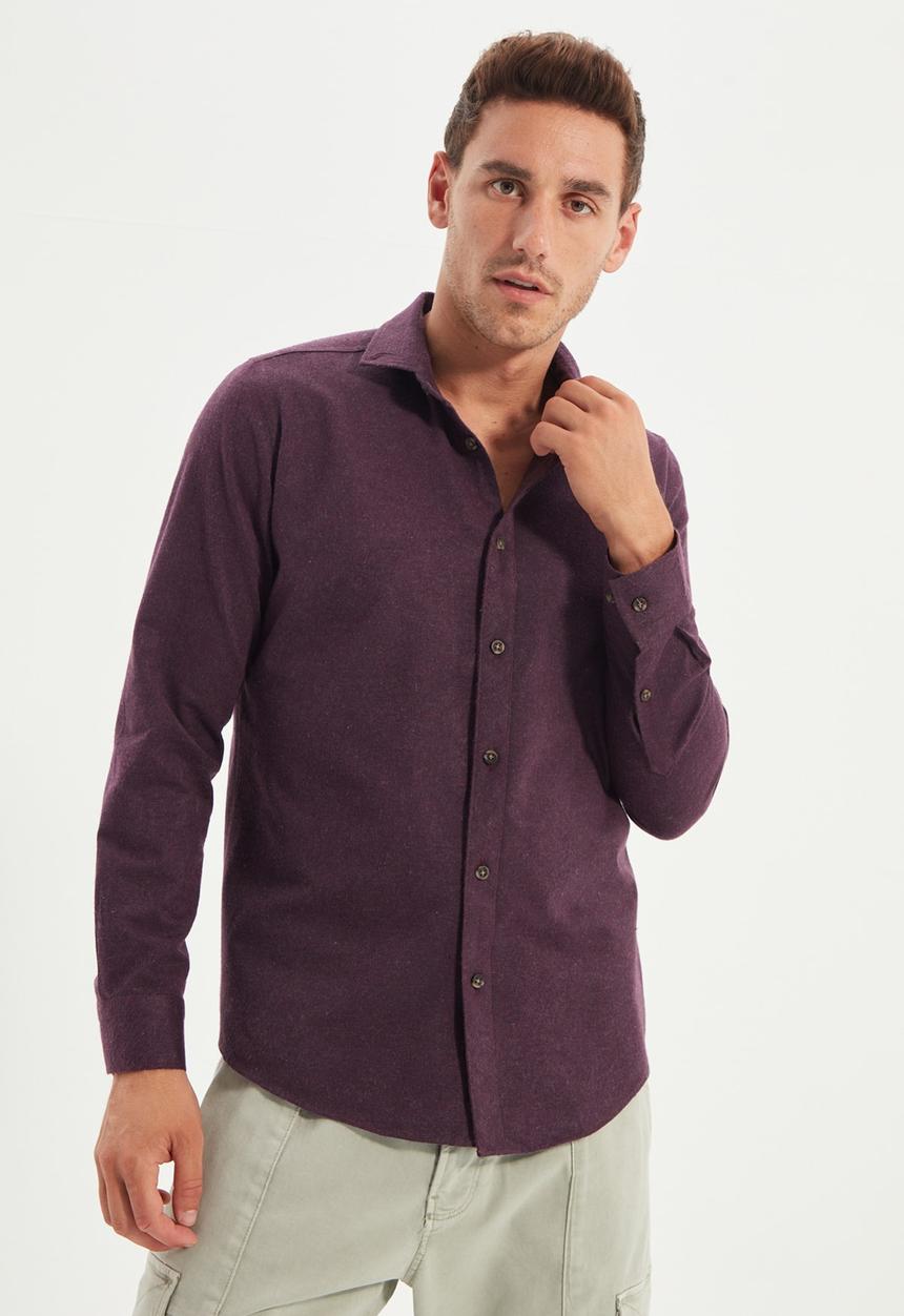 Trendyol - Ricco slim fit long sleeve shirt - plum