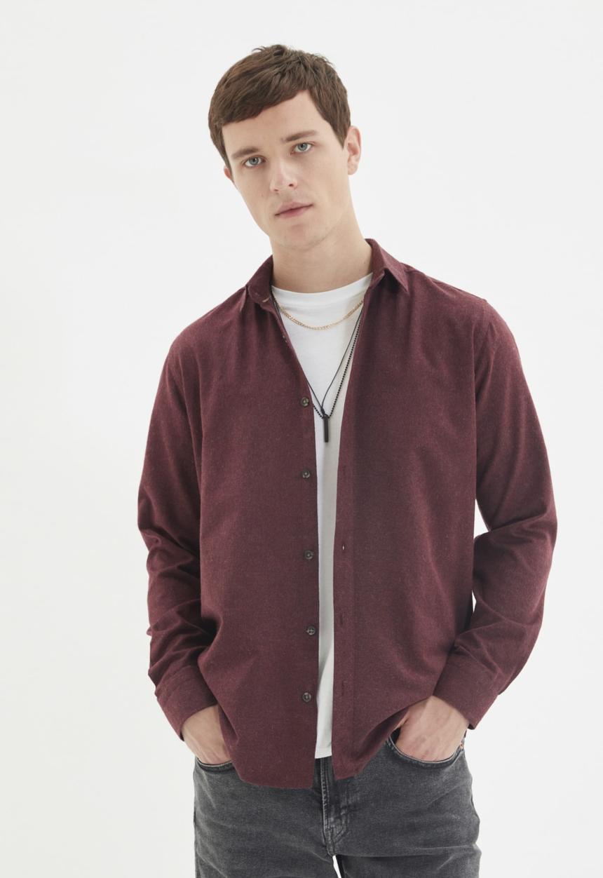 Trendyol - Ricco slim fit long sleeve shirt - burgundy