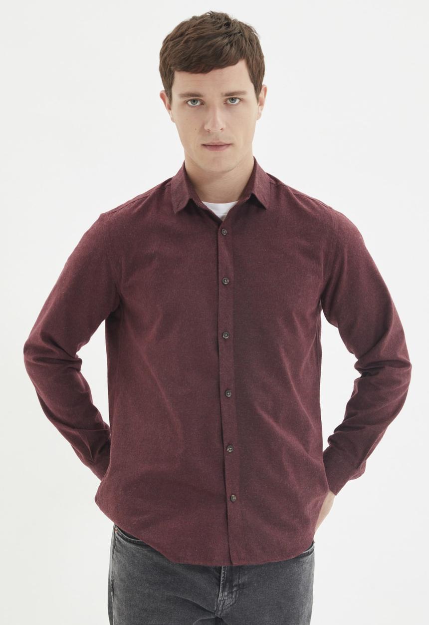 Trendyol - Ricco slim fit long sleeve shirt - burgundy