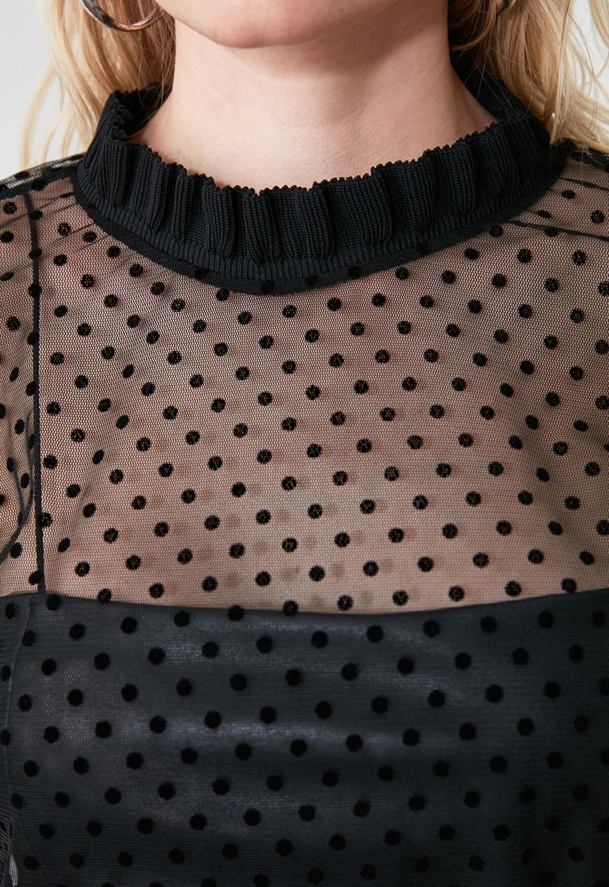 Trendyol - Polka dot tulle top - black