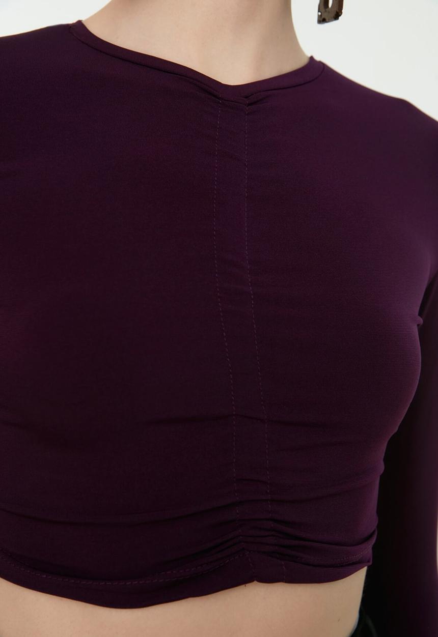 Trendyol - Pleated crop top - plum