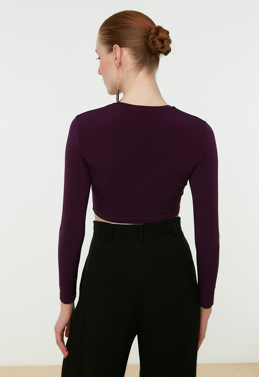 Trendyol - Pleated crop top - plum