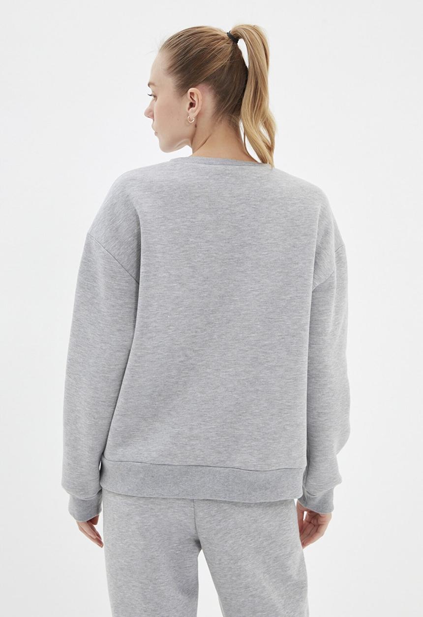 Trendyol - Loose stitch detail sport raised sweatshirt - grey
