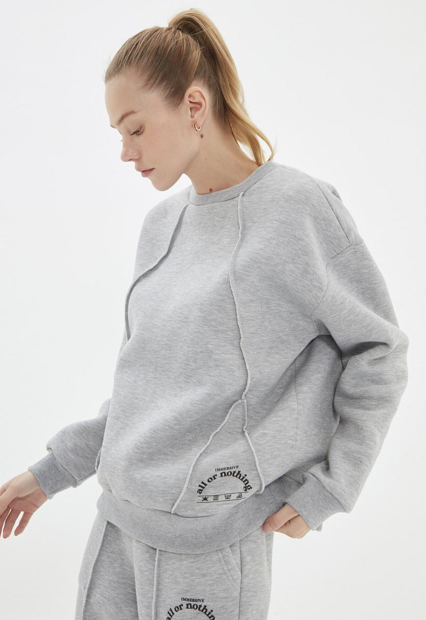 Trendyol - Loose stitch detail sport raised sweatshirt - grey