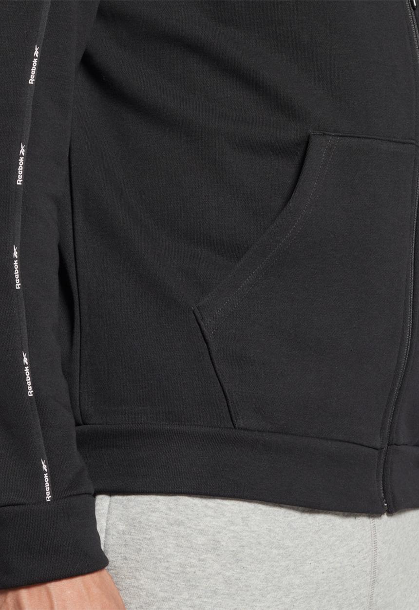 Reebok - Workout Ready Piping Zip-Up Sweatshirt -  Black