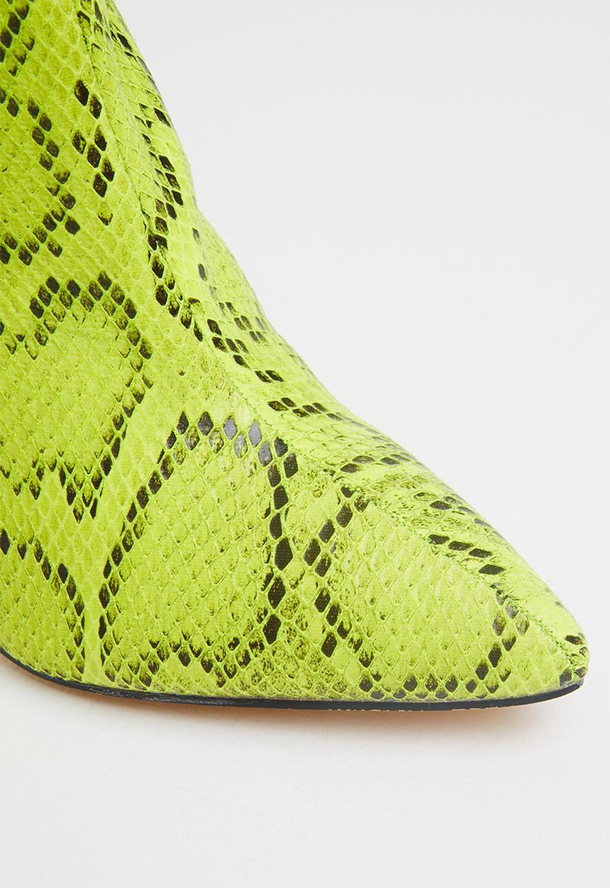 Public Desire - Quinn stiletto ankle boot - lime snake