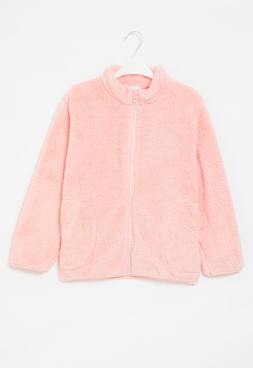 Pop Candy - Zip through fluffy jacket - pink