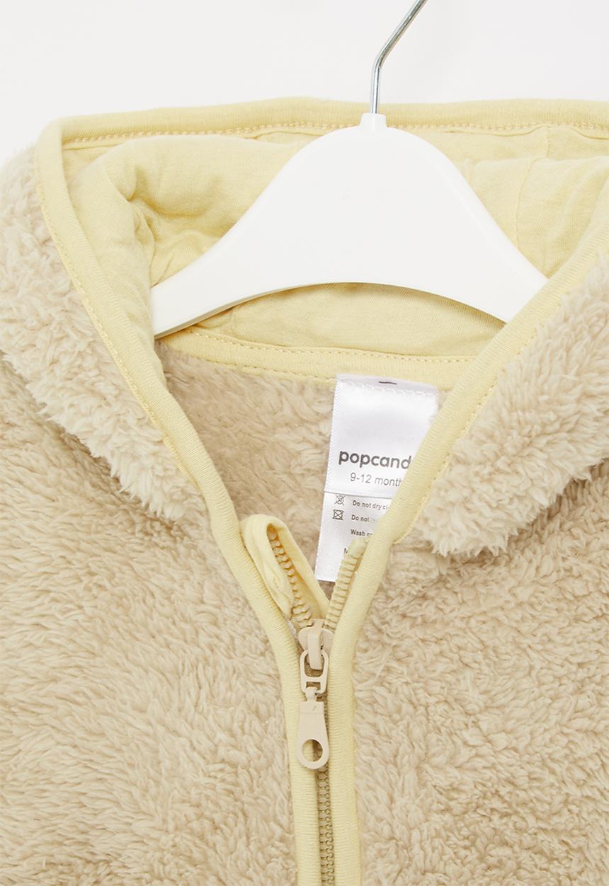 Pop Candy - Baby hooded teddy jacket - beige