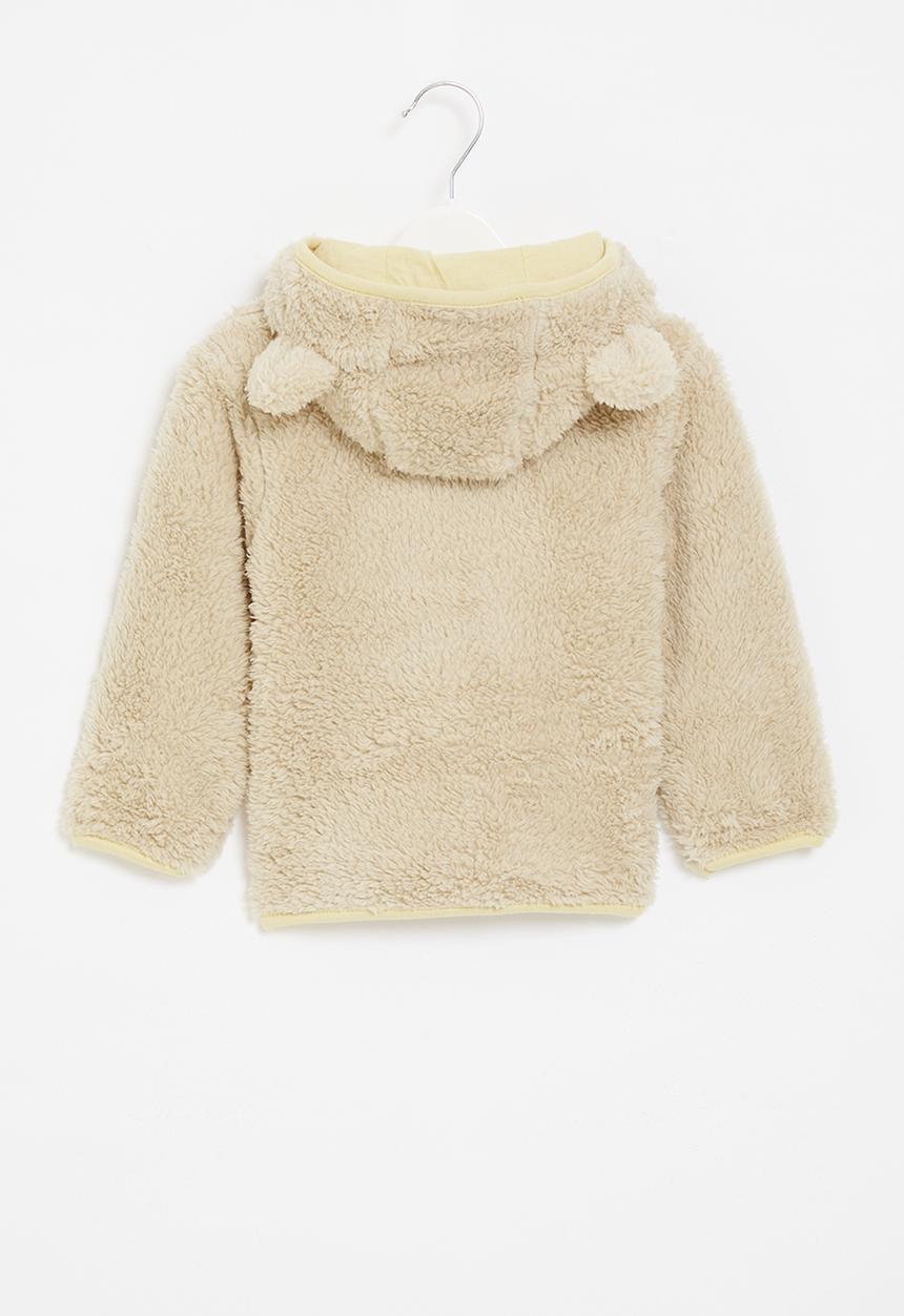 Pop Candy - Baby hooded teddy jacket - beige