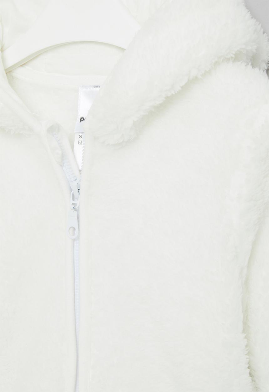 Pop Candy - Baby hooded teddy jacket - white