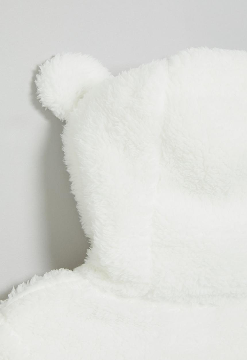 Pop Candy - Baby hooded teddy jacket - white