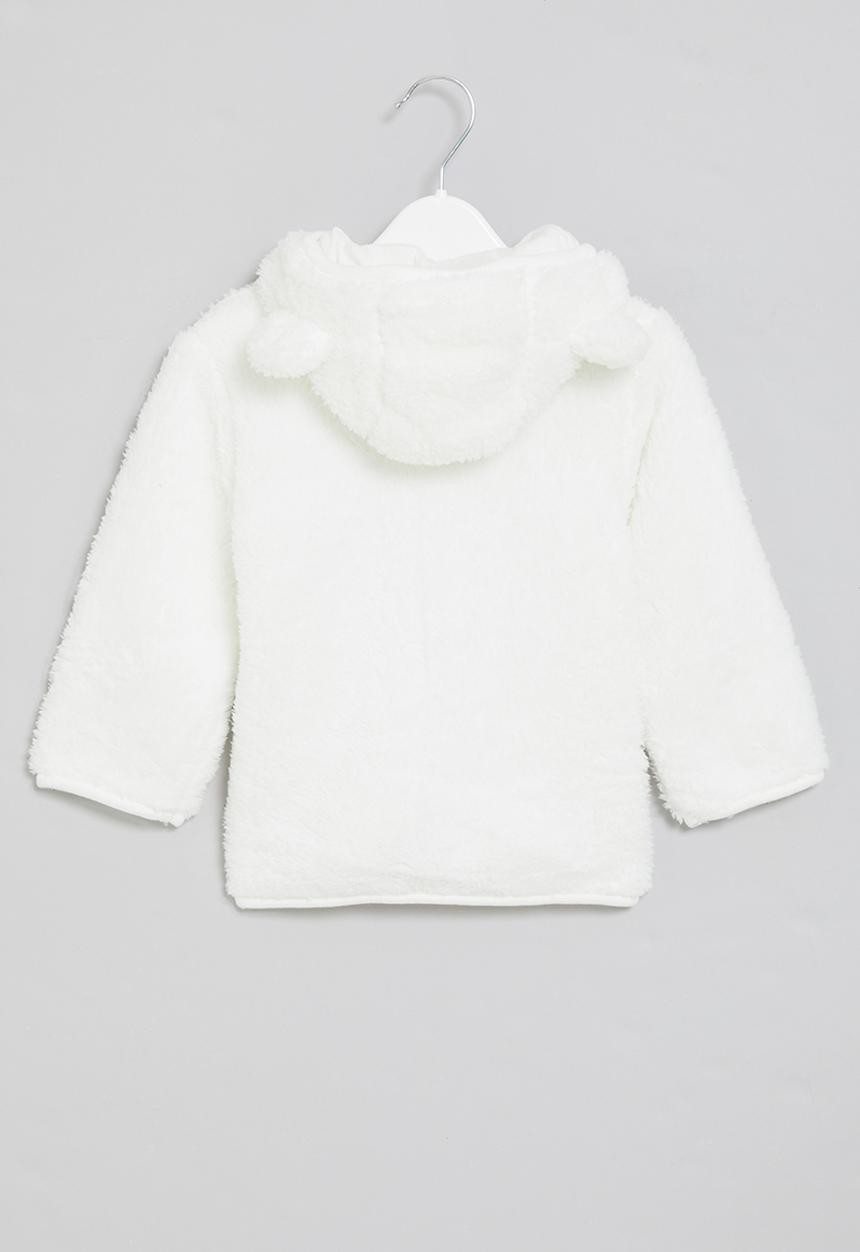 Pop Candy - Baby hooded teddy jacket - white