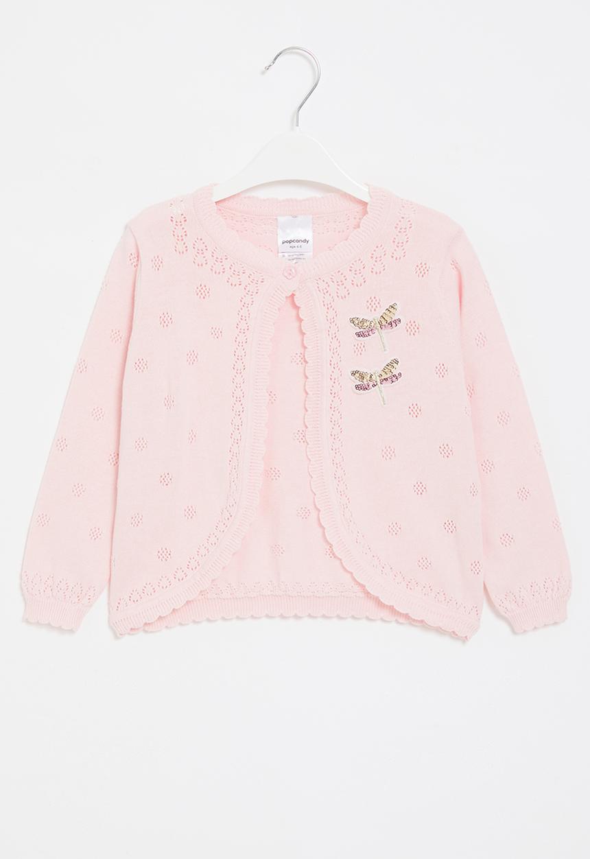 Pop Candy - Delicate cardigan with pointelle detail - pink