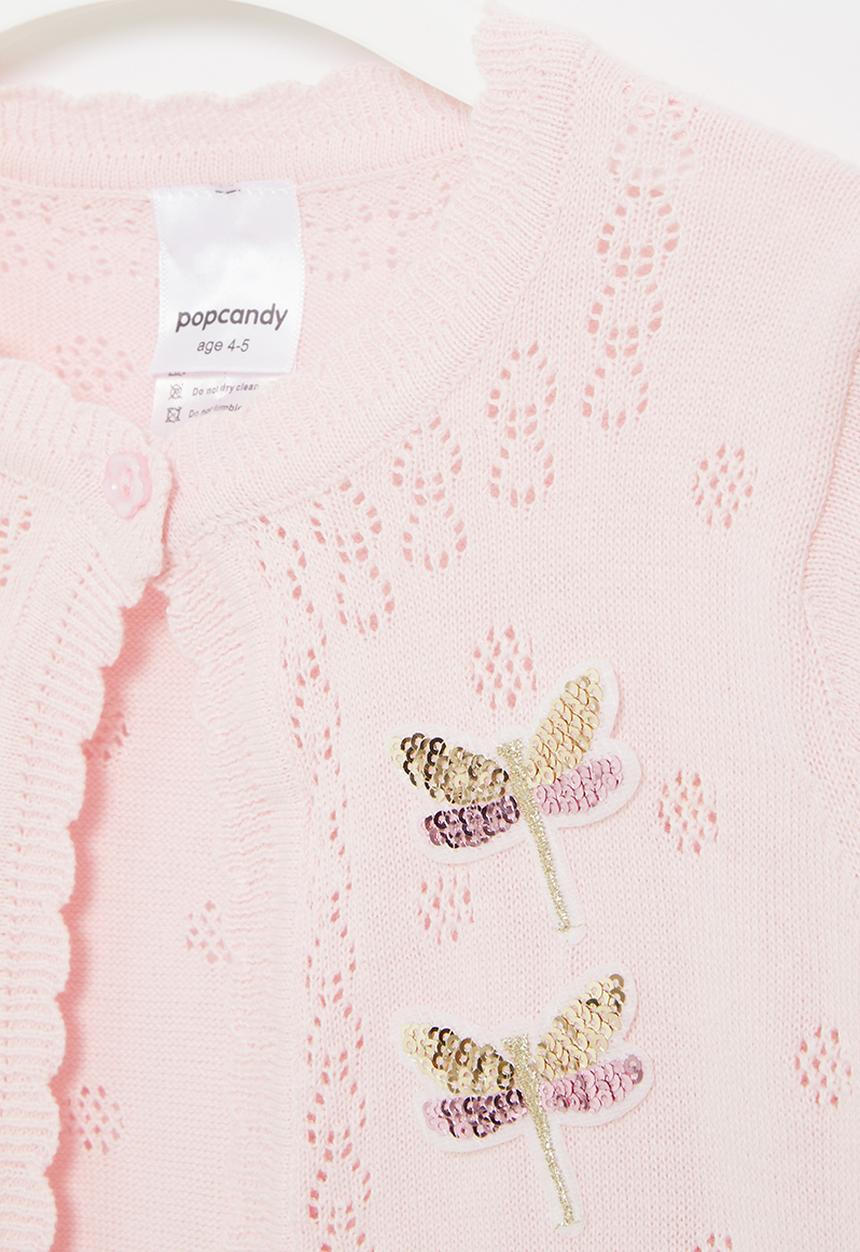 Pop Candy - Delicate cardigan with pointelle detail - pink