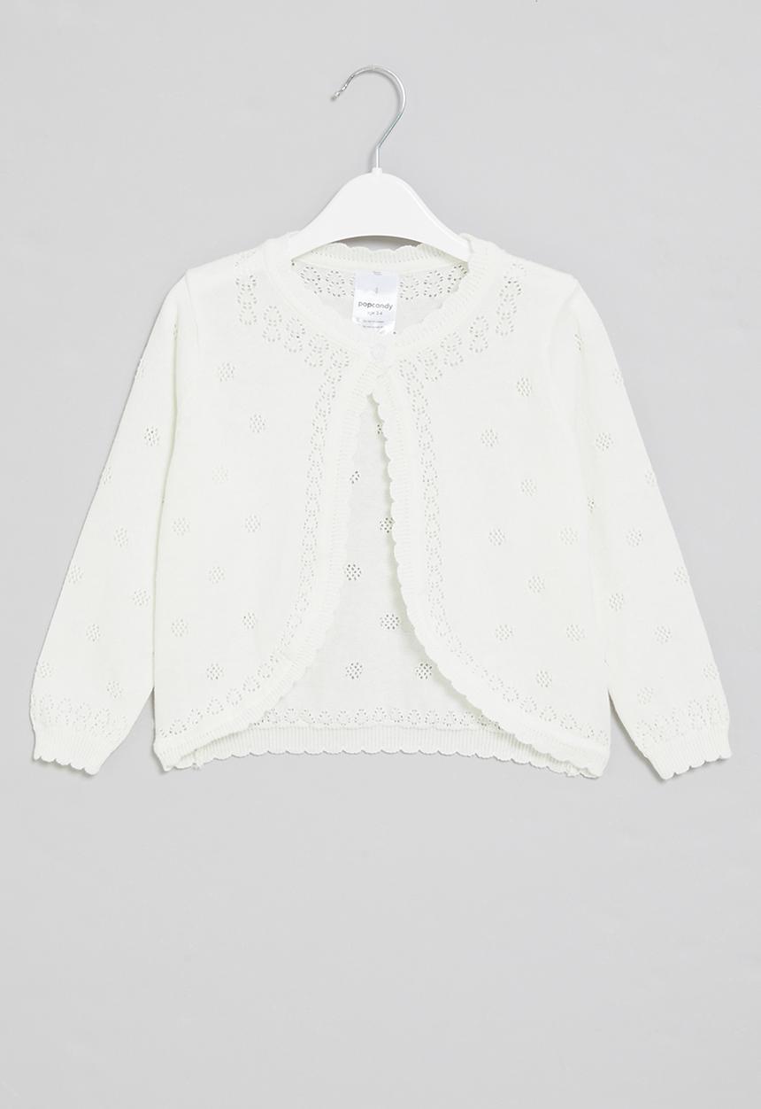 Pop Candy - Delicate cardigan with pointelle detail - white