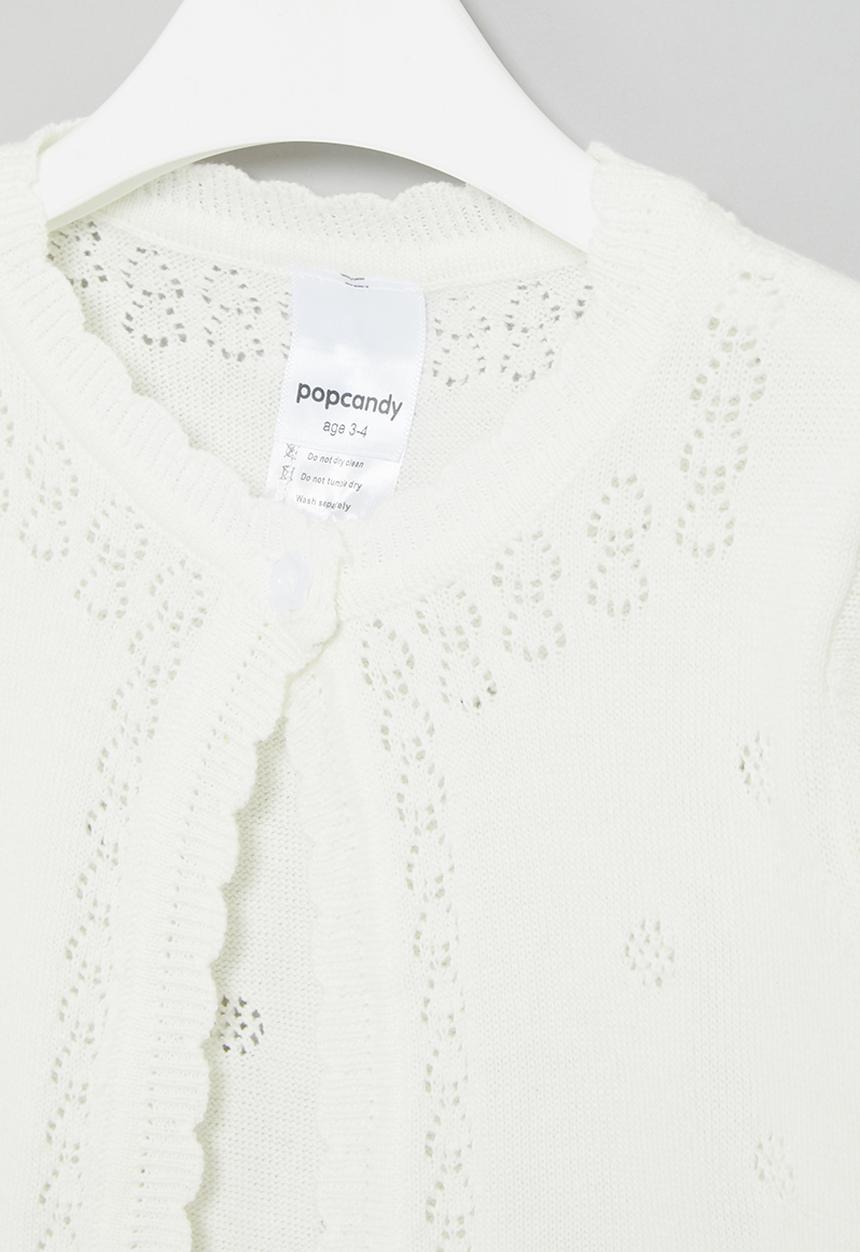 Pop Candy - Delicate cardigan with pointelle detail - white