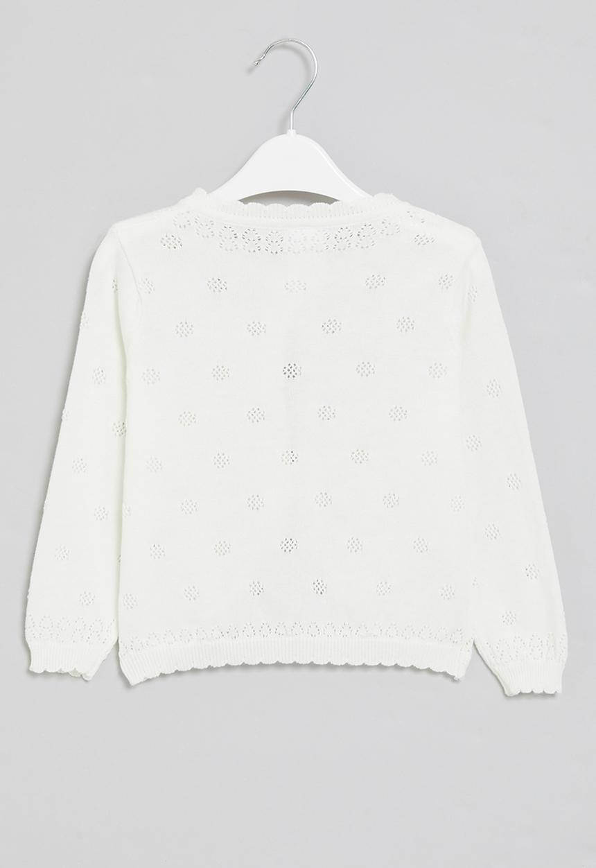 Pop Candy - Delicate cardigan with pointelle detail - white