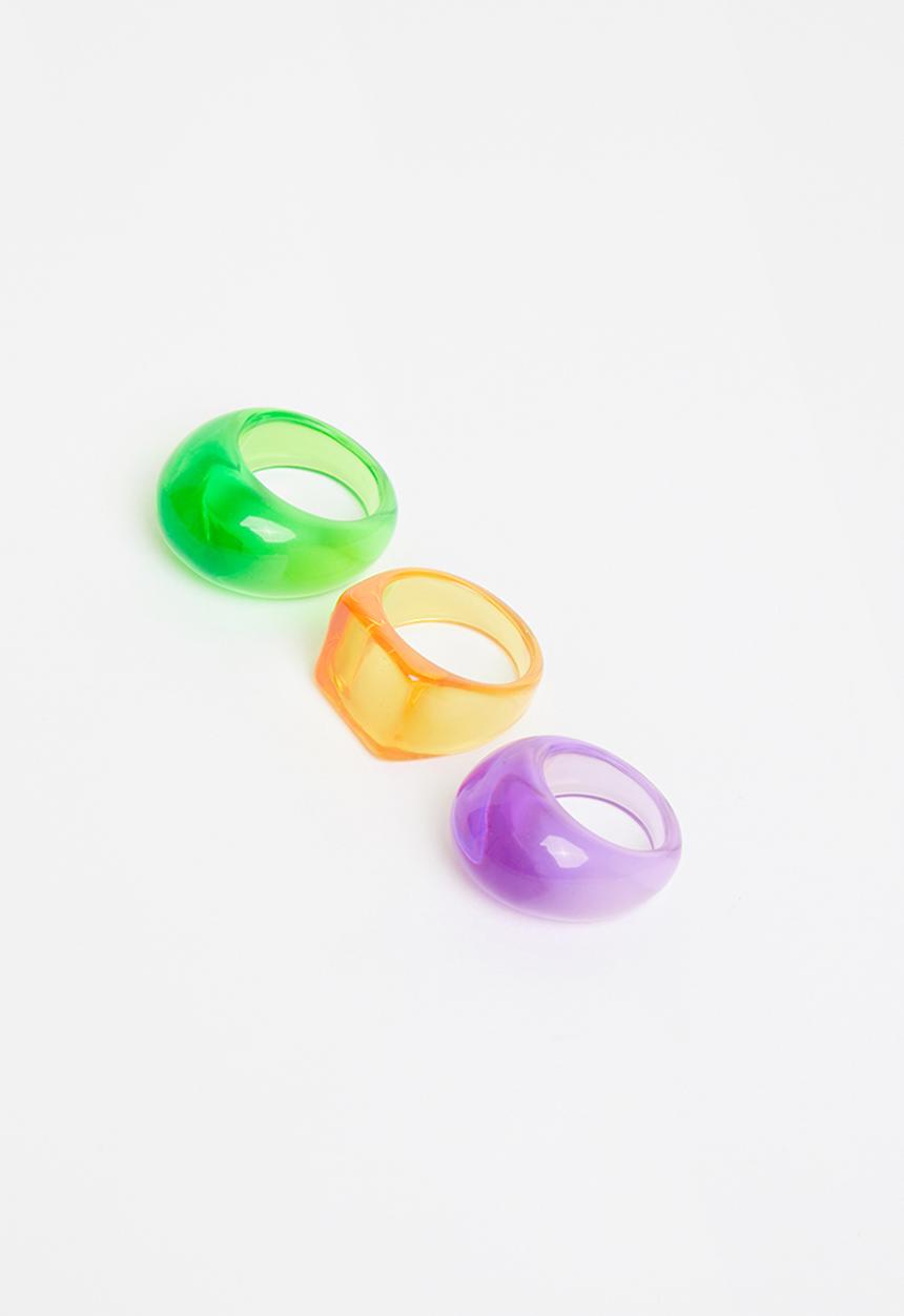 Superbalist - 3 Pack resin ring set - mutli