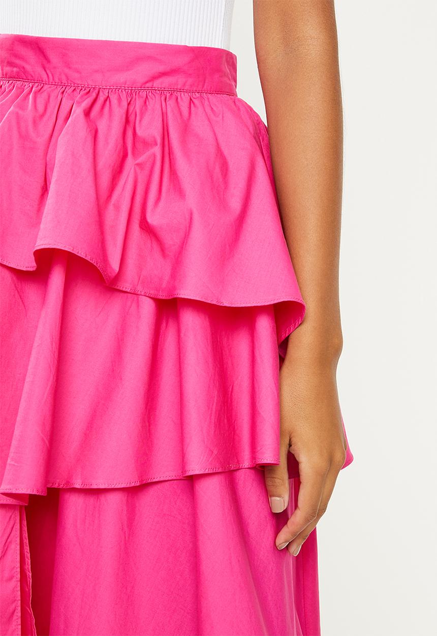 Glamorous - Frill tiered skirt - cerise
