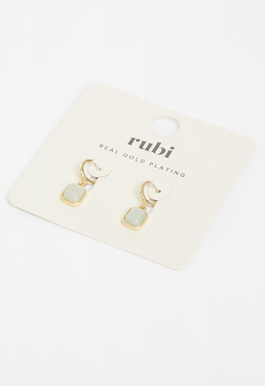 Rubi - Premium huggie hoop - gold plated jade