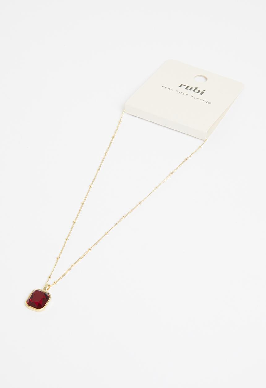Rubi - Premium pendant necklace - gold plated ruby