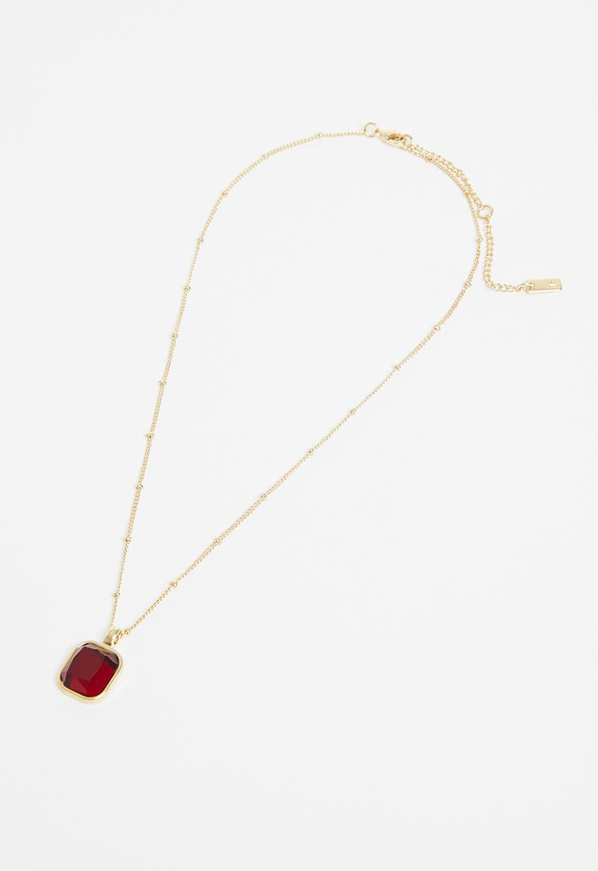 Rubi - Premium pendant necklace - gold plated ruby