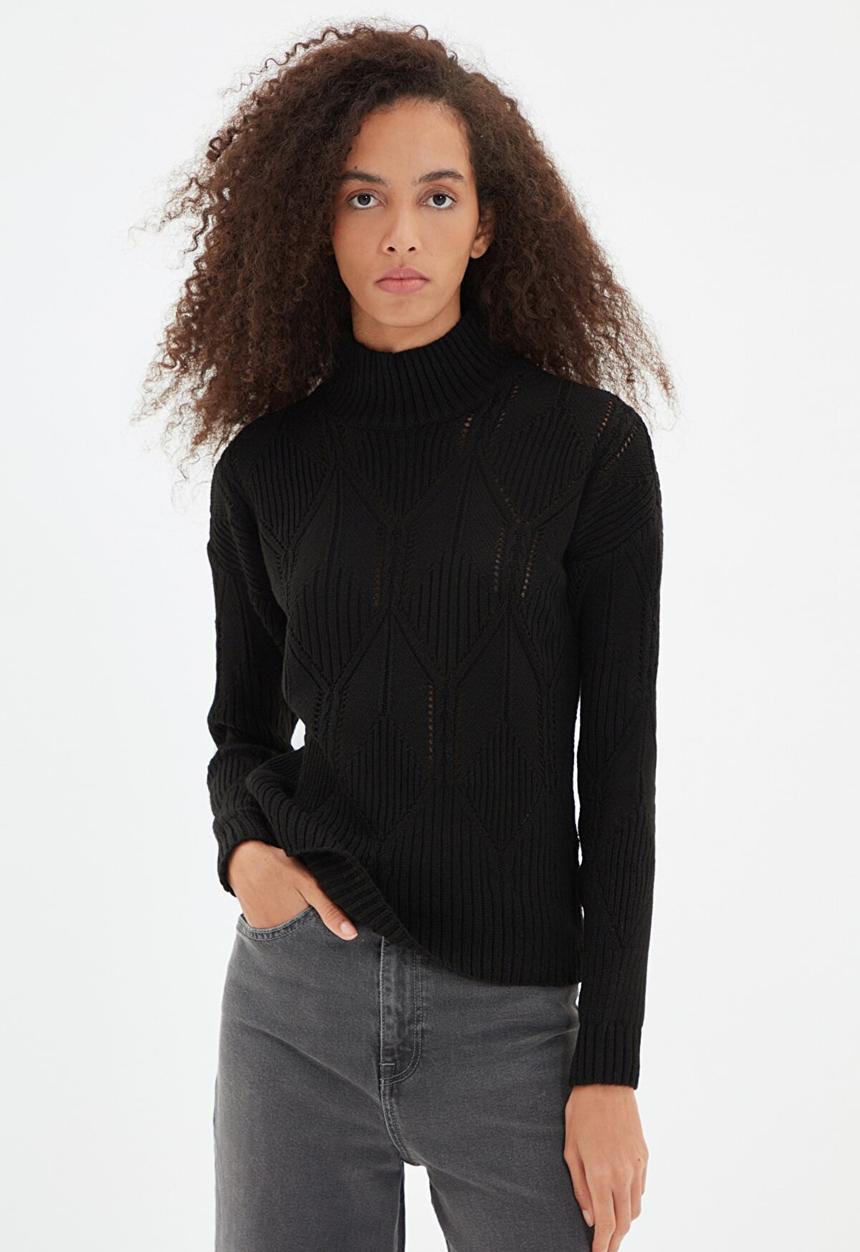 Trendyol - Openwork knitwear sweater - black