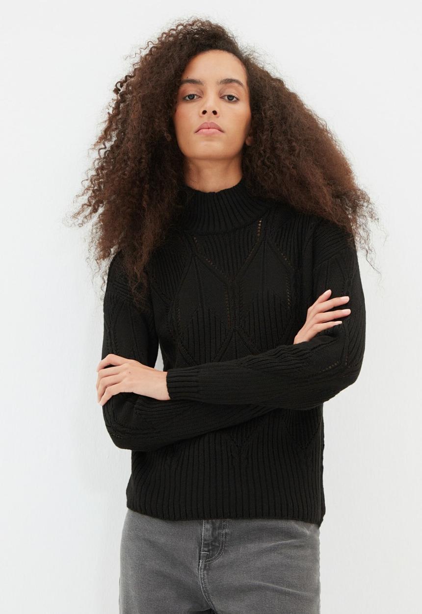 Trendyol - Openwork knitwear sweater - black
