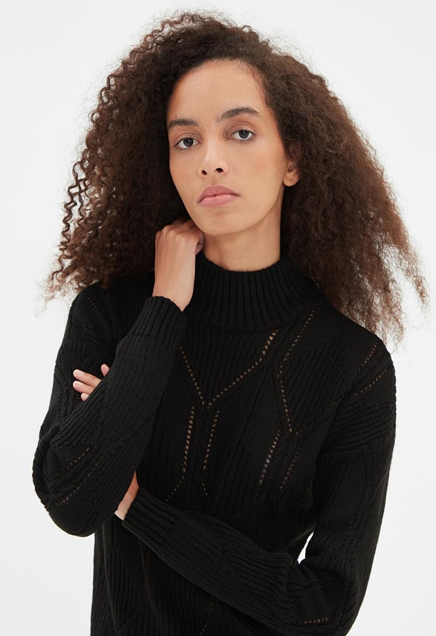 Trendyol - Openwork knitwear sweater - black