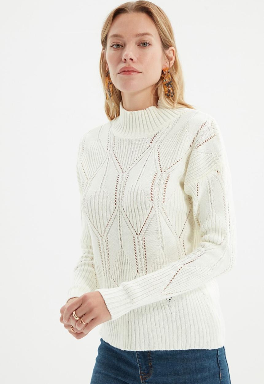 Trendyol - Openwork knitwear sweater - ecru