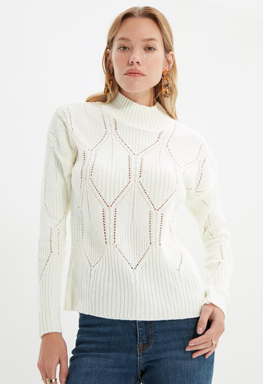 Trendyol - Openwork knitwear sweater - ecru