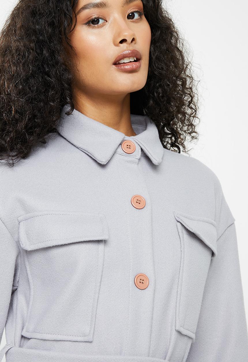 dailyfriday - Longer length shacket - light grey