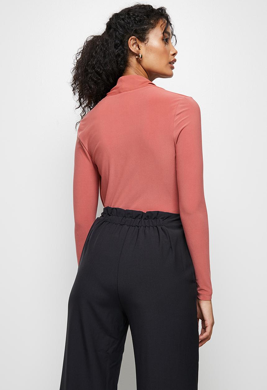 MILLA - Knit woven bodysuit - brick