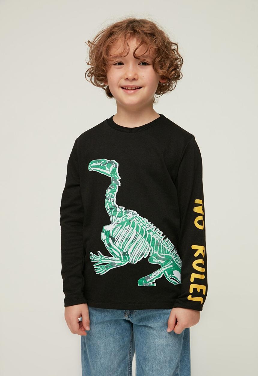 Trendyol - Long sleeve dinosaur sweatshirt - black