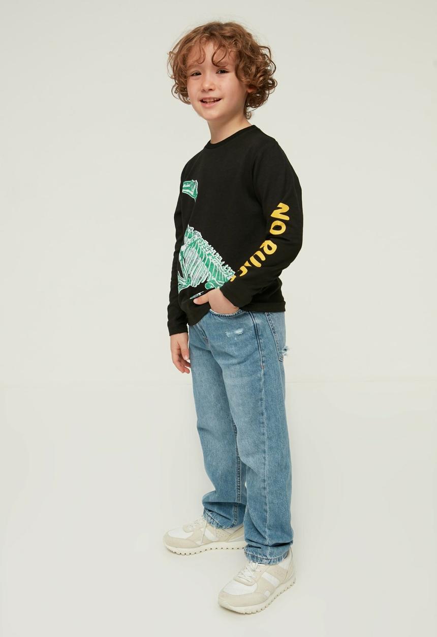 Trendyol - Long sleeve dinosaur sweatshirt - black