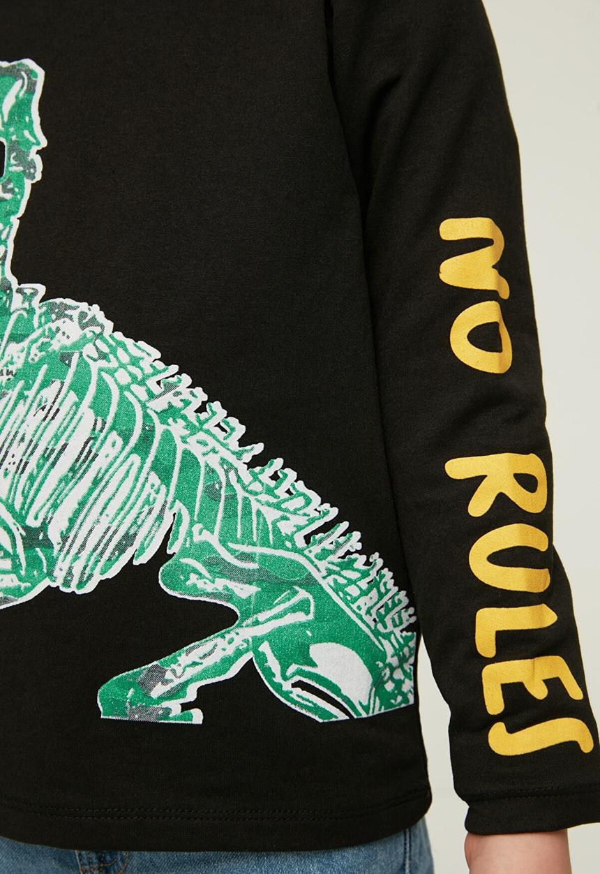 Trendyol - Long sleeve dinosaur sweatshirt - black
