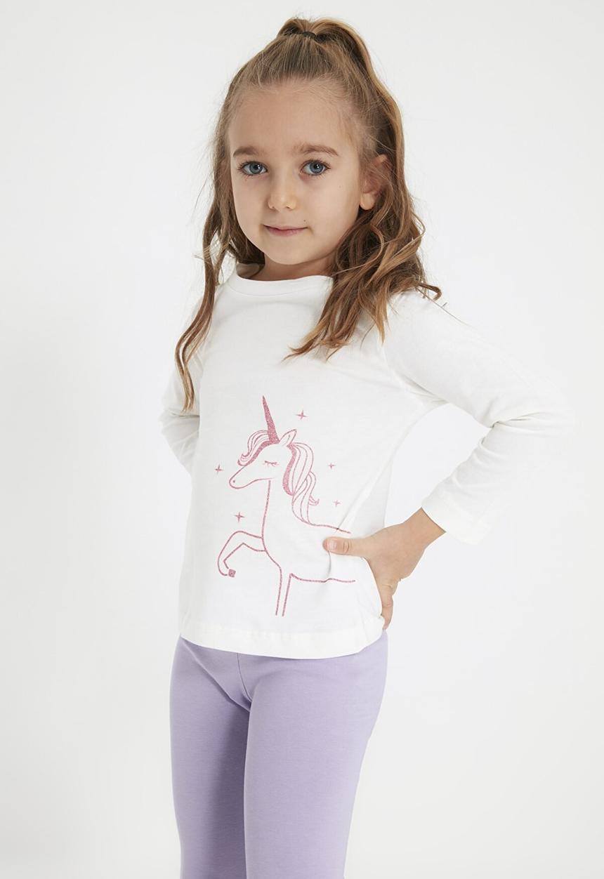 Trendyol - Girls unicorn printed tee - white