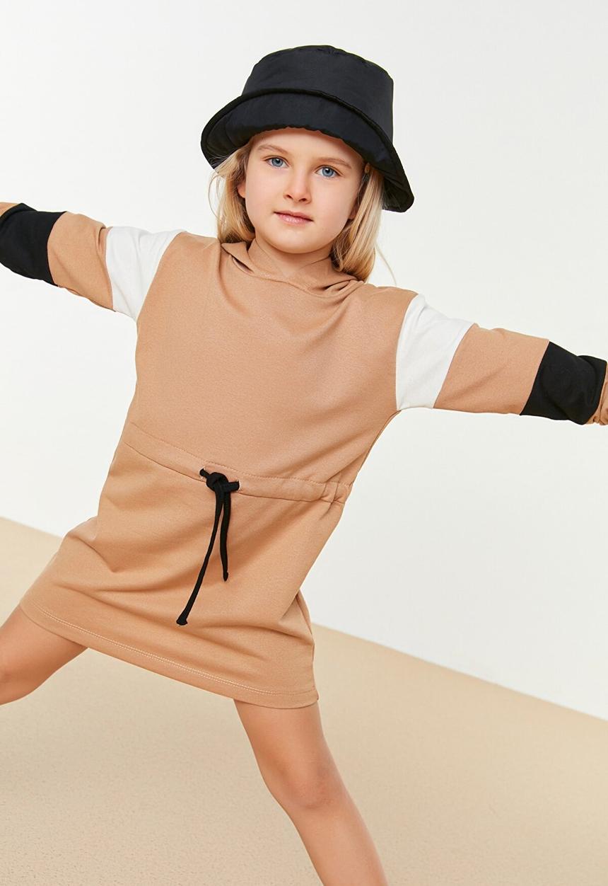 Trendyol - Girls long sleeve dress - camel
