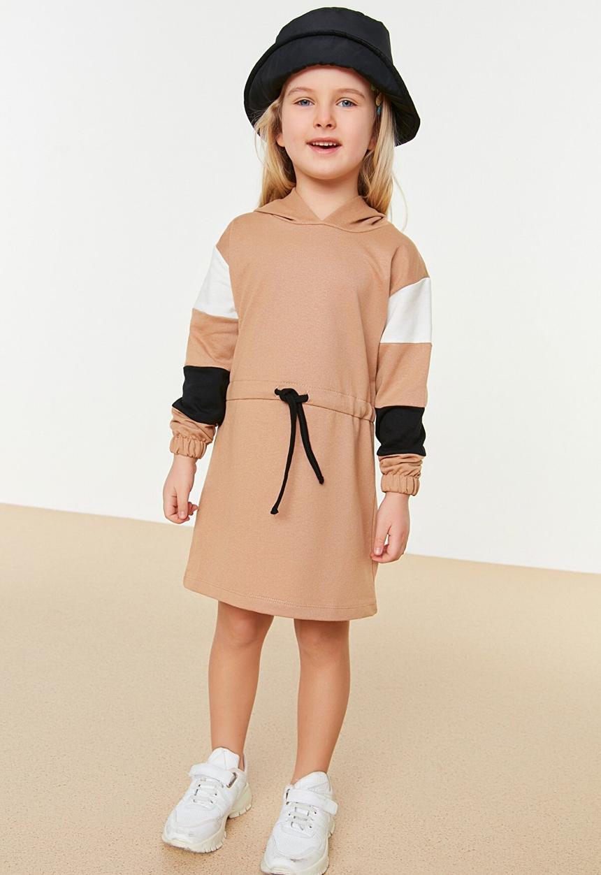 Trendyol - Girls long sleeve dress - camel