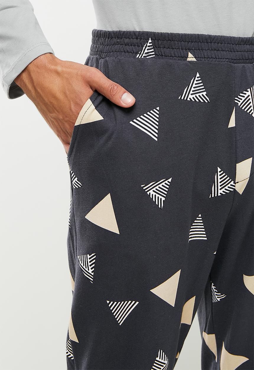 Trendyol - Triangles printed sleep set - anthracite